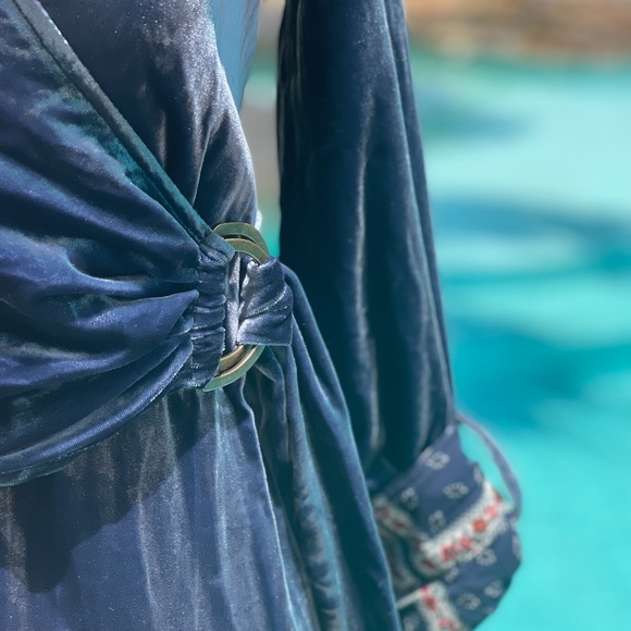 NWOT Maeve by Anthro Velvet Wrap Dress, Blue, Size 4 - Picture 3 of 3